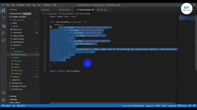 React JS Tutorial #PART_4 - Convert HTML Template to React JS Section Services смотреть онлайн