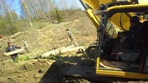 Утопили экскаватор Komatsu PC-220 в Новосибирской области