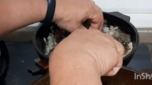 Жаренная картошка с отварными подберёзовиками