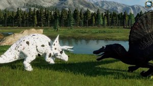 Jurassic World Evolution 2 T-Rex Colors Pack vs Giganotosaurus vs Spinosaurus Dinosaurs Fight