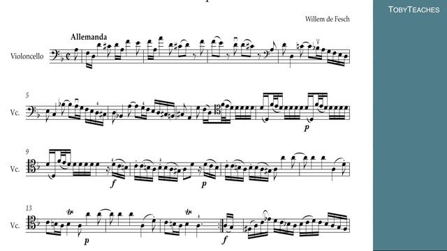 de Fesch: Cello Sonata op.8 No.3, 2.Movement | Cello Sheet Music | Accompaniment | 44-52-60-69-76-8 смотреть онлайн