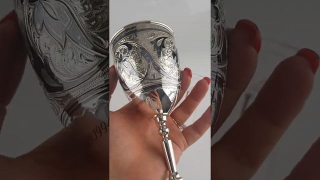 Серебряные бокалы на 25 лет свадьбы от производителя из Кубачи-Апанде
