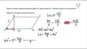 #6 Самое сложное задание 17 ОГЭ 2021. Площадь параллелограмма. Синус, косинус острого угла.