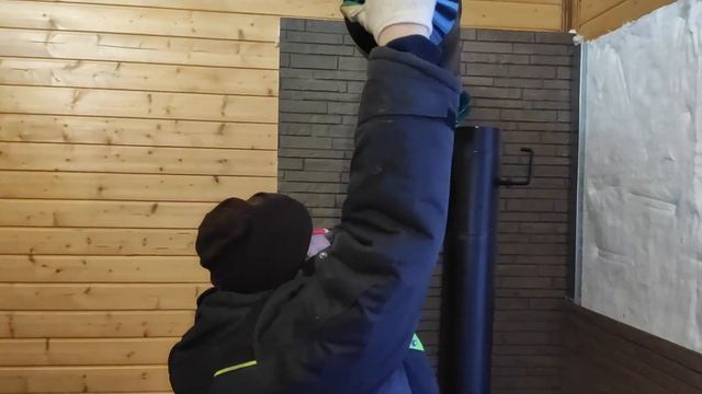 Зимний монтаж печи камина в беседке в Истре