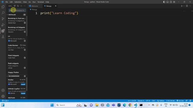How to Run Python Program in Visual Studio Code | Learn Coding