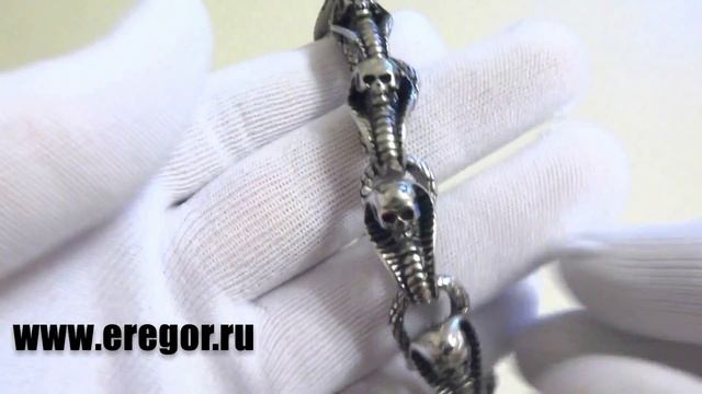 оригинальный стальной браслет "Череп кобра"  B0015S