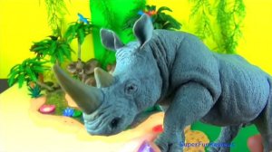 Happy Cute Zoo Animals AFRICAN WILD ANIMALS Lion Elephant Toys - Learn about Animals in English