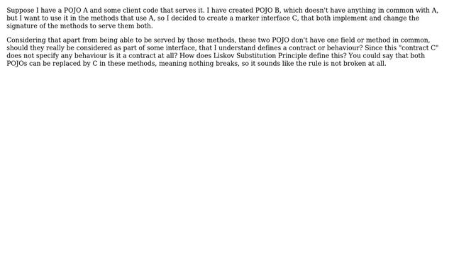 Are new empty Java marker interfaces created to satisfy an existing method contract a code smell? смотреть онлайн