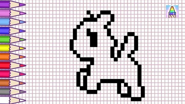 Pixel Art | Как нарисовать ЕДИНОРОГА по клеточкам | Рисунки по клеточкам | Coloring Kids