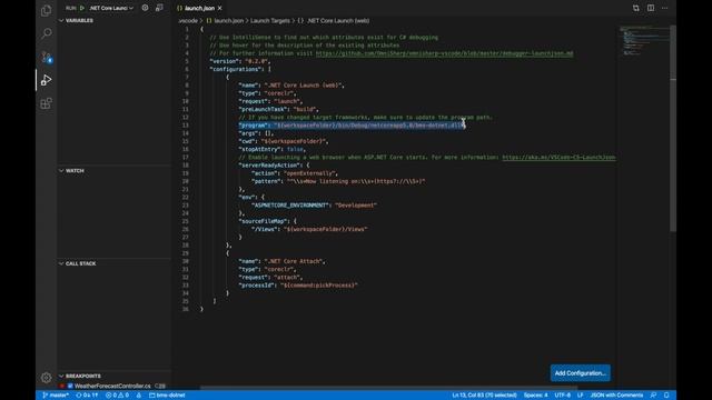Create a WebAPI Project in .NET 5 and debugging in vscode