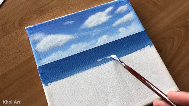 Acrylic Painting For Beginners | Easy Beautiful Beach Scenery | Step by Step | Daily challenge #29