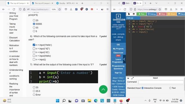 NPTEL THE JOY OF COMPUTING USING PYTHON  ASSIGNMENT 2 ANSWERS | 2022