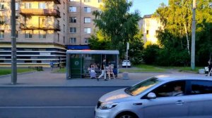 Поездка на Трамвае по улице Санкт-Петербурга. Вид из пассажирского окна.