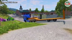 Double Flatbed Trailer Truck vs speed bumps|Busses vs speed bumps|Beamng Drive|772
