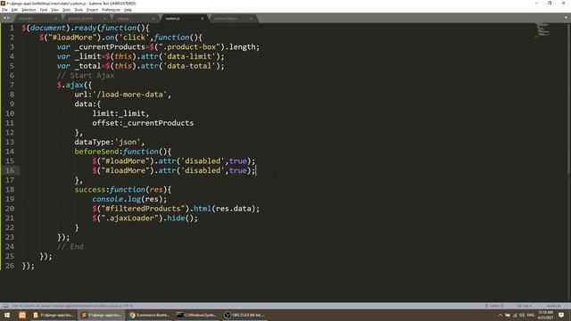 Load more pagination with jQuery ajax | Django eCommerce Website | Django Tutorials