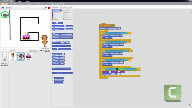 делаю игру лабиринт в программе scratch 2
