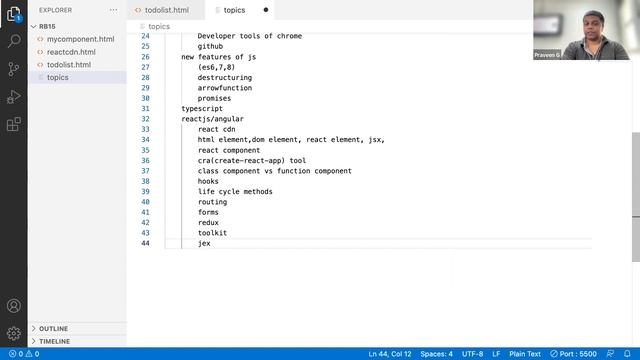 React and Angular Demo from Praveen classes 2022 || Latest video || Telugu