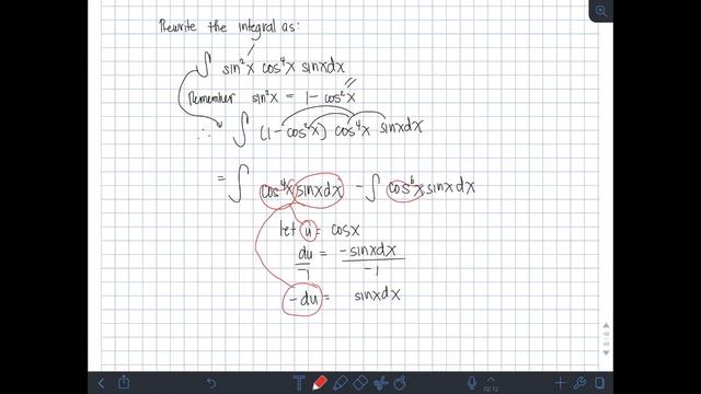 Integral Practice #39: integral of ((sinx)^3(cosx)^4)dx substitution смотреть онлайн