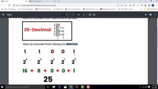 Binary Number system using Tamil