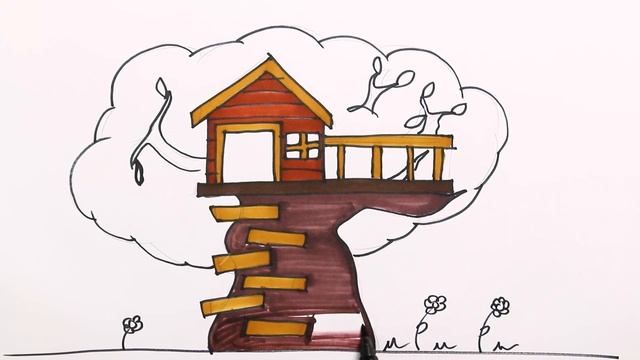 Как нарисовать дом на дереве с MiMi | Раскраски детей HD | Рисование и окраска дом на дереве смотреть онлайн