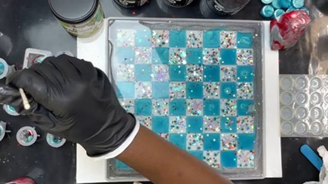 #257-Resin Christmas Checkerboard/Chessboard Step by step смотреть онлайн