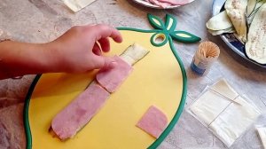 Рулетики из баклажанов с ветчиной и сыром