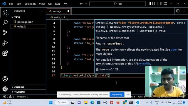 NODE JS  Part - 10 - JSON file read, write ,update. @coderscoding ????