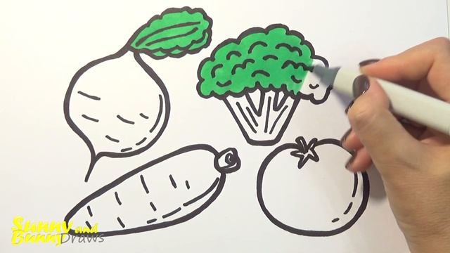 Рисунок и раскраска Овощи ???- Рисунки для детей | Sunny and Bunny Draws смотреть онлайн