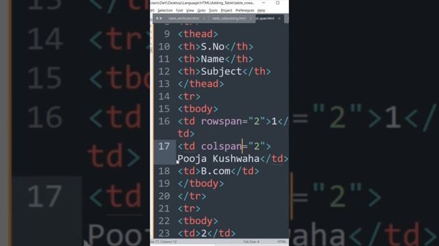 Table attributes colspan and rowspan in html- how can add colspan and rowspan in table tag in html