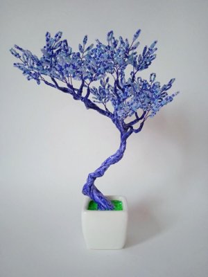 Дерево из бисера. Голубой бонсай  МК.