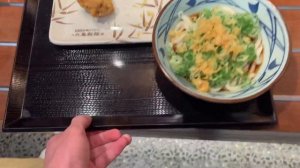 Ordering Japanese udon at a food court in Japan