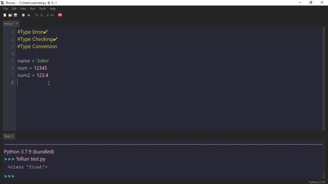 Type Error, Type Checking & Type Conversion : Python Tutorial