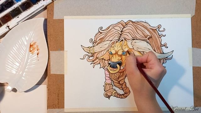 Перерисовываю свой рисунок 2014 года. Арт по игре World of Warcraft. Таурен. Акварель. Часть 2 #art смотреть онлайн