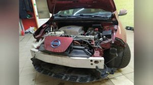 Nissan Leaf установка линз 3" в основные фары и 3" линз в ПТФ с дальним светом, ксенон