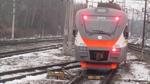 Электропоезд ЭП2Д-0002 ЦППК станция Нара 27.12.2017