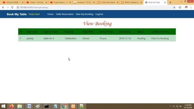 Python Django Project  - Restaurant Table Reservation | Python Django Sqlite