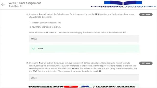 Excel Skills for Business: Advanced Coursera Quiz Answers, Week (1-6) All Quiz Answers