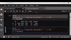 read_sql to create Pandas  DataFrame by using query  from MySQL database table with options.