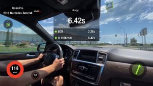 Замеры скорости Mercedes Benz ML 63 AMG 0-100 Stage 1