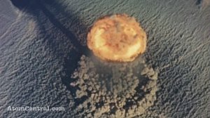 Aerial view of an atomic bomb explosion