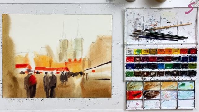Рисунок. Акварель. Архитектура. Рождественская Прага-2