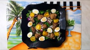 Салат с куриной печенью