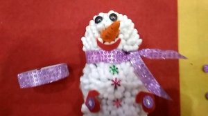 Новогодние поделки - Снеговичок своими руками из ватных палочек