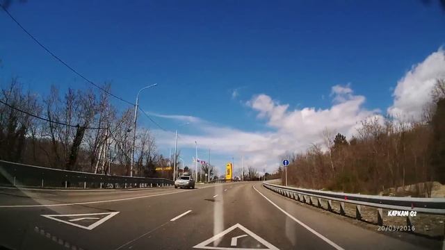 Самый "крутой" серпантин! На машине от Лазаревского до Туапсе в реальном времени. Март 2016