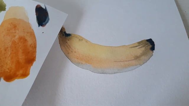 Акварель для начинающих.  Как нарисовать банан ?
