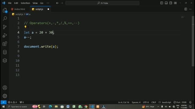 JavaScript Operators || #learning #javascript #codingjourney #coding