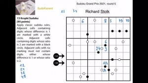 [Eng] Kropki Sudoku, by Richard Stolk (Sudoku Grand Prix 2021, round 5, puzzle 13)