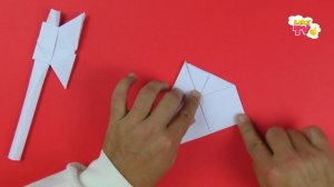 Как сделать топор из бумаги А4 своими руками. Оригами топорик алебарда. Оружие из бумаги