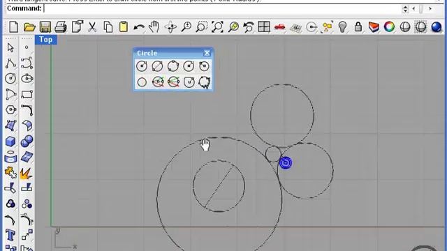 Rhino 4. Построение окружностей. смотреть онлайн