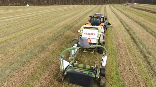 Валкообразователь Agronic WR500, пресс-подборщик Claas Rollant и прицепной обмотчик смотреть онлайн